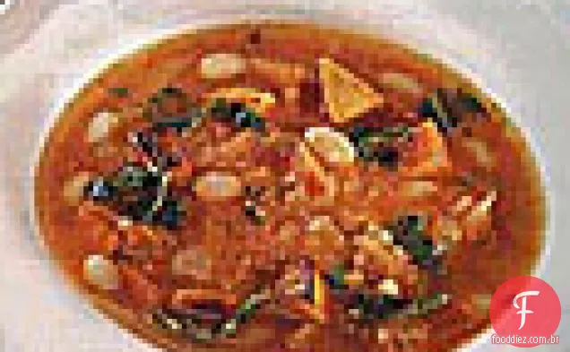 Feijão branco, couve e sopa de legumes assada