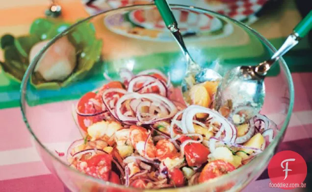 Salada de camarão e batata