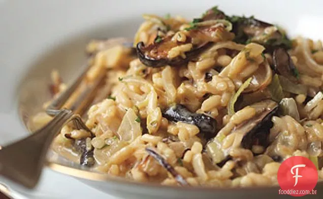 Risoto com alho-poró, Cogumelos Shiitake e Trufas