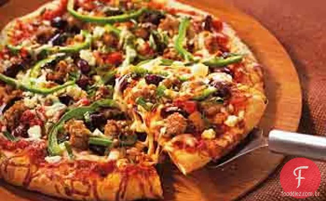 Salsicha picante e Pizza Gorgonzola