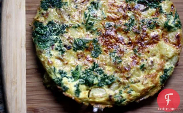 Jantar hoje à noite: batata e couve Frittata