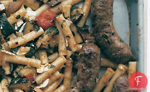 Ziti com molho Gaspacho grelhado e Salsicha