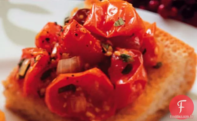 Tomate cereja assado e Pão de ervas frescas