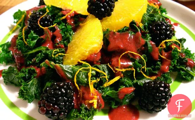 Salada De Couve Com Vinagrete De Amora-Preta Laranja