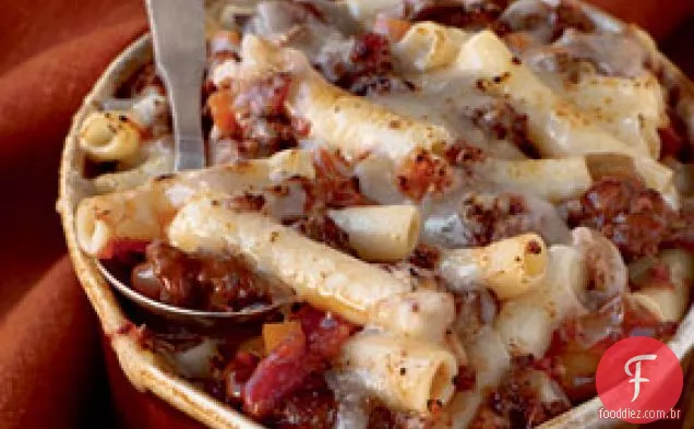 Ziti assado com carne de porco picante e Salsicha Ragù
