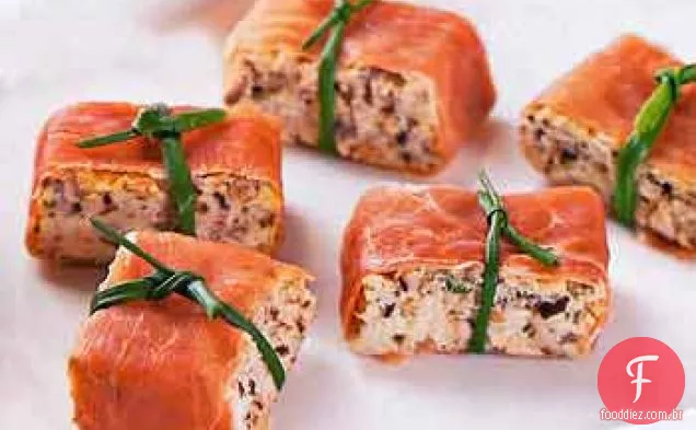 Shiitake Frittata quadrados com Prosciutto