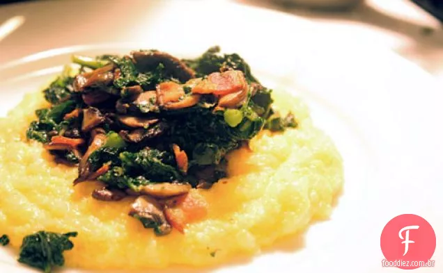Jantar Hoje À Noite: Couve E Cogumelos Com Polenta Cremosa