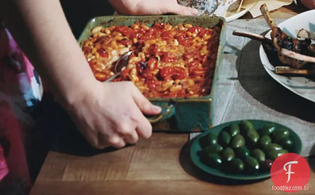 Feijão toscano em verão tomate Ragù