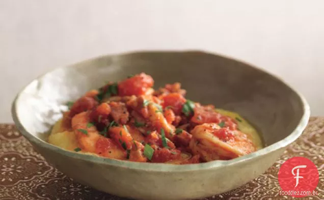 Camarão e Pancetta em Polenta