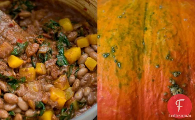 Toupeira De Feijão Borlotti Com Abóbora De Inverno Assada