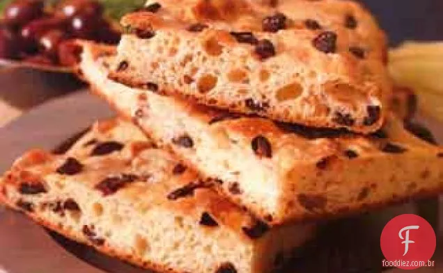 Focaccia da semente do funcho com azeitonas de Kalamata