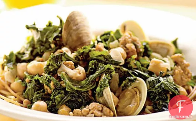 Salsicha e amêijoas com Grão De Bico