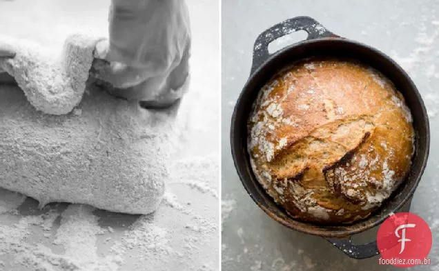 Forno holandês sem amassar Pão de ervas