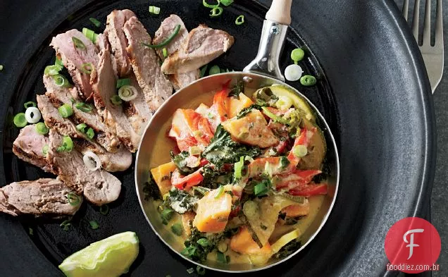 Lombos de porco grelhados com Curry vegetal