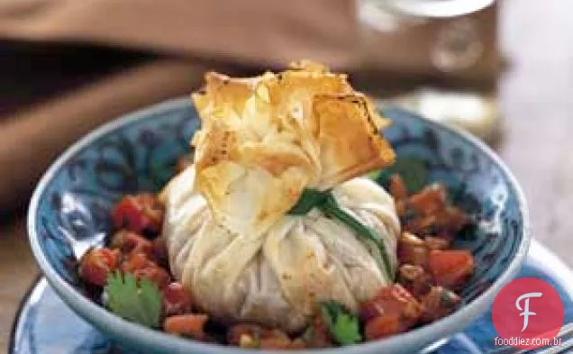 Camarão Phyllo Bolsas Com Molho De Tomate Chermoula