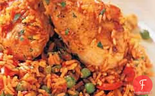 Frango ao estilo espanhol com arroz de açafrão (Arroz con Pollo)