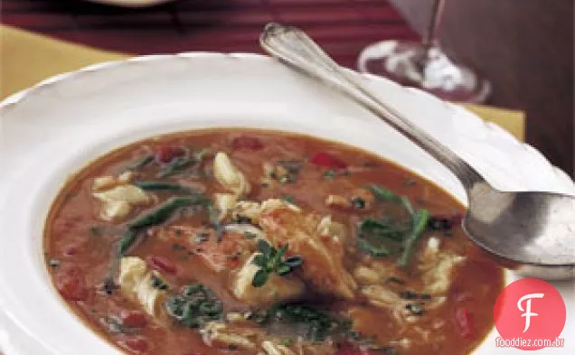 Sopa picante de Caranguejo e verduras Cajun