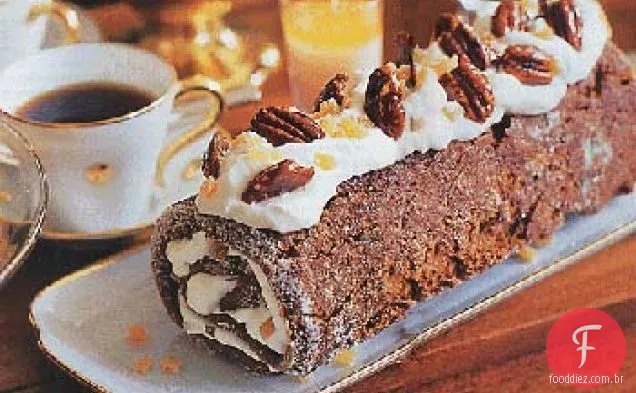 Gengibre-Pecan Roulade com mel-Vidrado Pecans