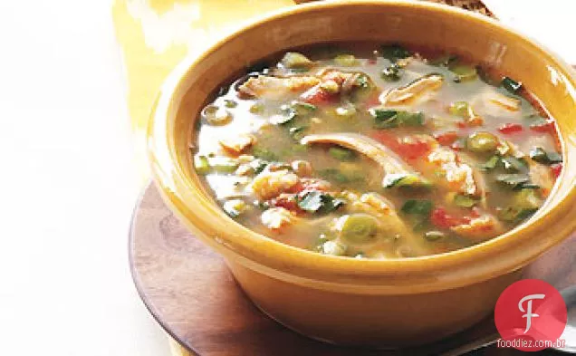 Sopa de frango e canjica