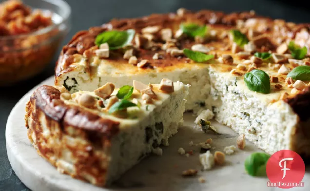 Cheesecake De Erva E Ricota Com Pesto De Tomate Assado