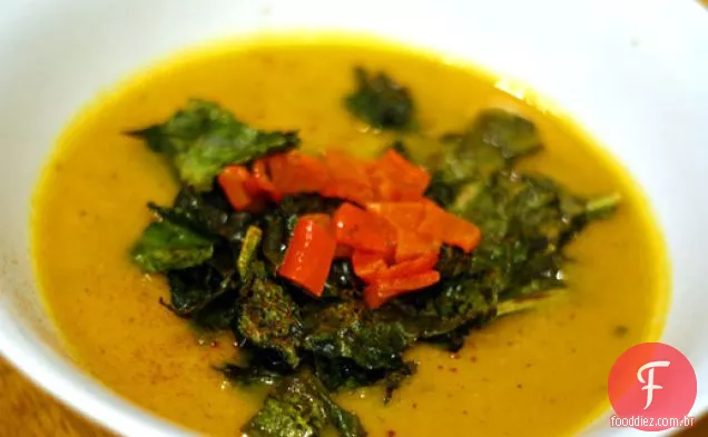 Abóbora assada, couve e sopa de limão