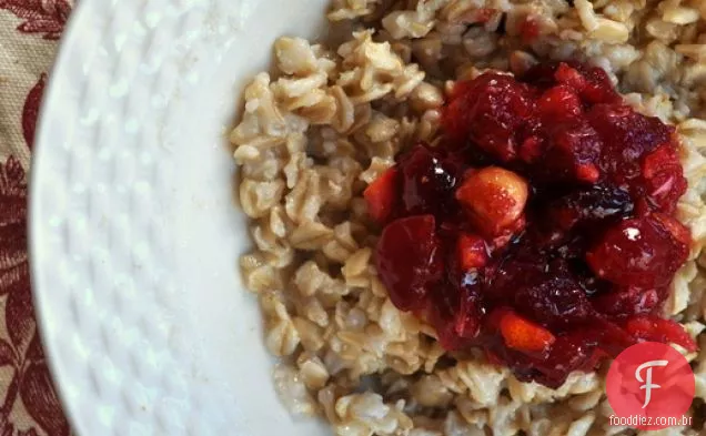 Aveia com compota de avelã Laranja Cranberry