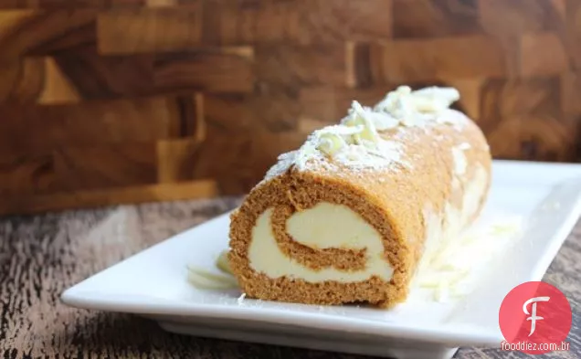 Rolo de abóbora com queijo creme de Chocolate branco