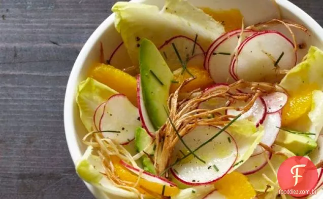 Salada de rabanete, Enoki, Tangerina e abacate de ' festa