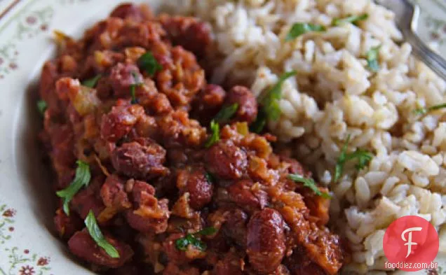 Feijão Vermelho fácil e arroz