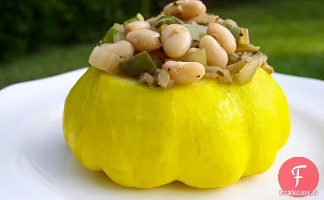 Patty Pan Squash Recheado Com Feijão Branco Cajun