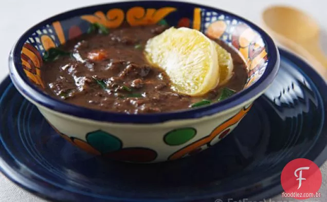 Feijão preto Tropical e sopa verde Collard