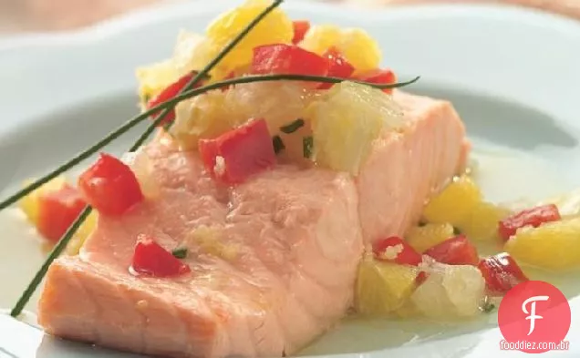 Salmão com gengibre-Salsa Cítrica