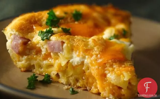 Torta de presunto de macarrão e queijo