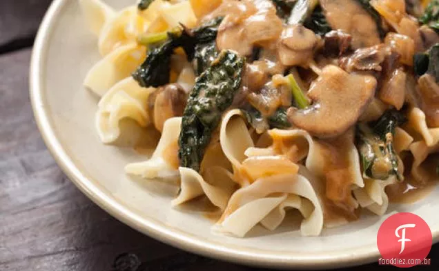 Couve e Stroganoff de cogumelos