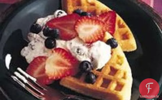 Waffles belgas com creme de baga
