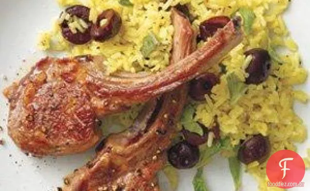 Costeletas De Cordeiro Com Arroz Curried E Cerejas Receita