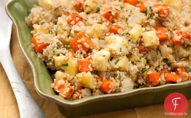 Bulgur Pilaf com cenouras assadas e pastinaga