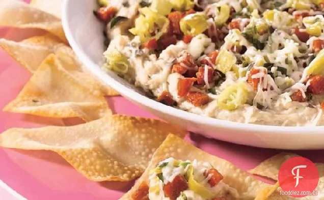 Mergulho italiano em camadas com Wontons nítidos