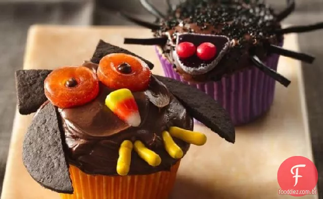 Cupcakes de coruja e Aranha