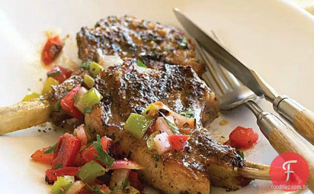 Costeletas de cordeiro com Salsa assada