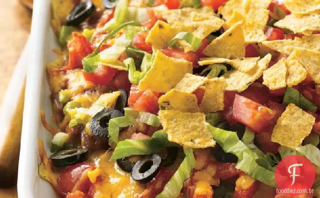 Caçarola de taco de carne e feijão