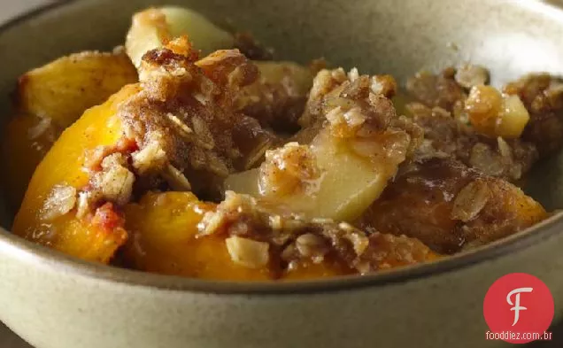 Noz Maçã-Pêssego crocante com canela-Crumble de açúcar mascavo