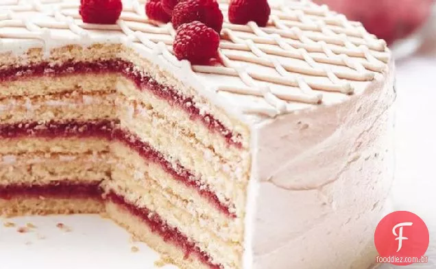 Bolo De Baunilha Atado Com Framboesa