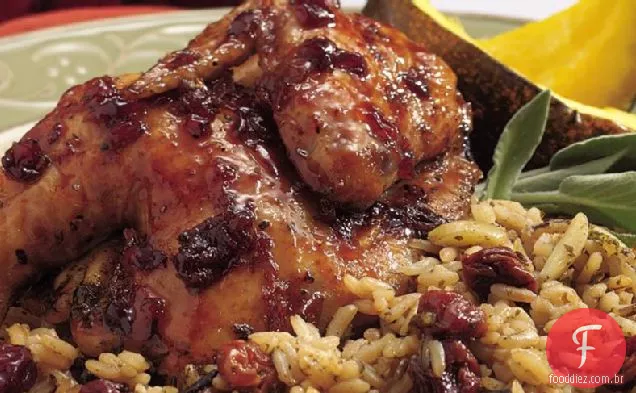 Cereja-galinha da Cornualha balsâmica com arroz