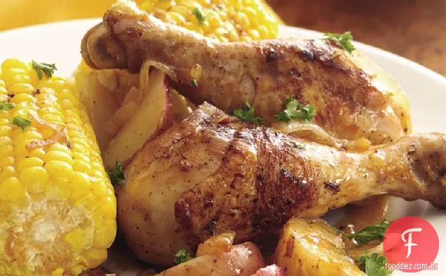 Frango e milho em casa