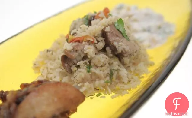 Perna de cordeiro refogada com arroz cominho Basmati