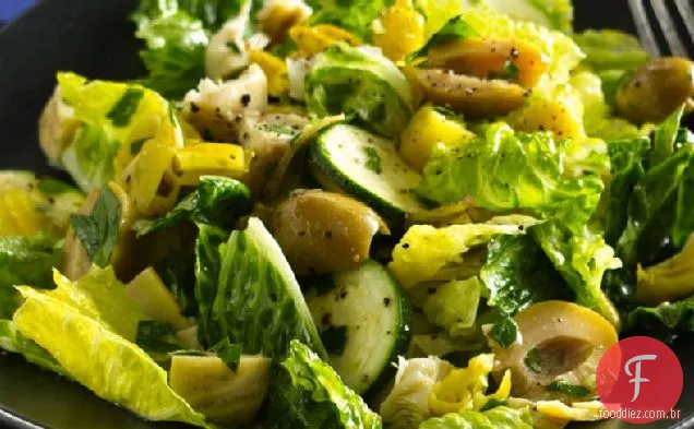 Salada italiana de azeitona e pimentão