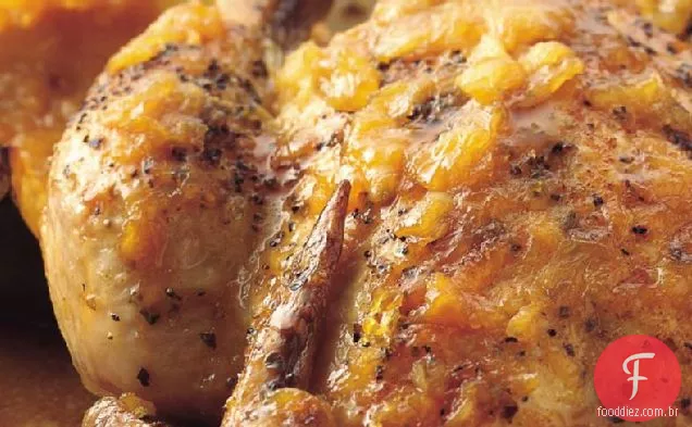 Frango assado de bordo e abóbora