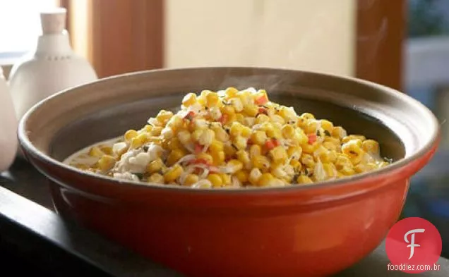 Milho com Chèvre e pimentão vermelho