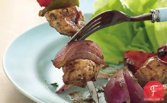 Kabobs De Porco Grego Grelhado